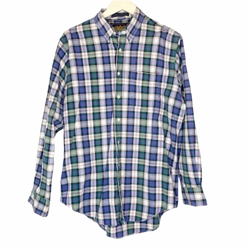 Ralph Lauren Chaps Mens Oxford Shirt Blue Plaid L